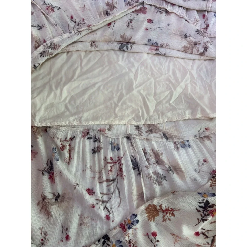 Abercrombie & Fitch Ivory Fall Floral Gauzy Cottage Sleeveless Maxi Sun Dress S